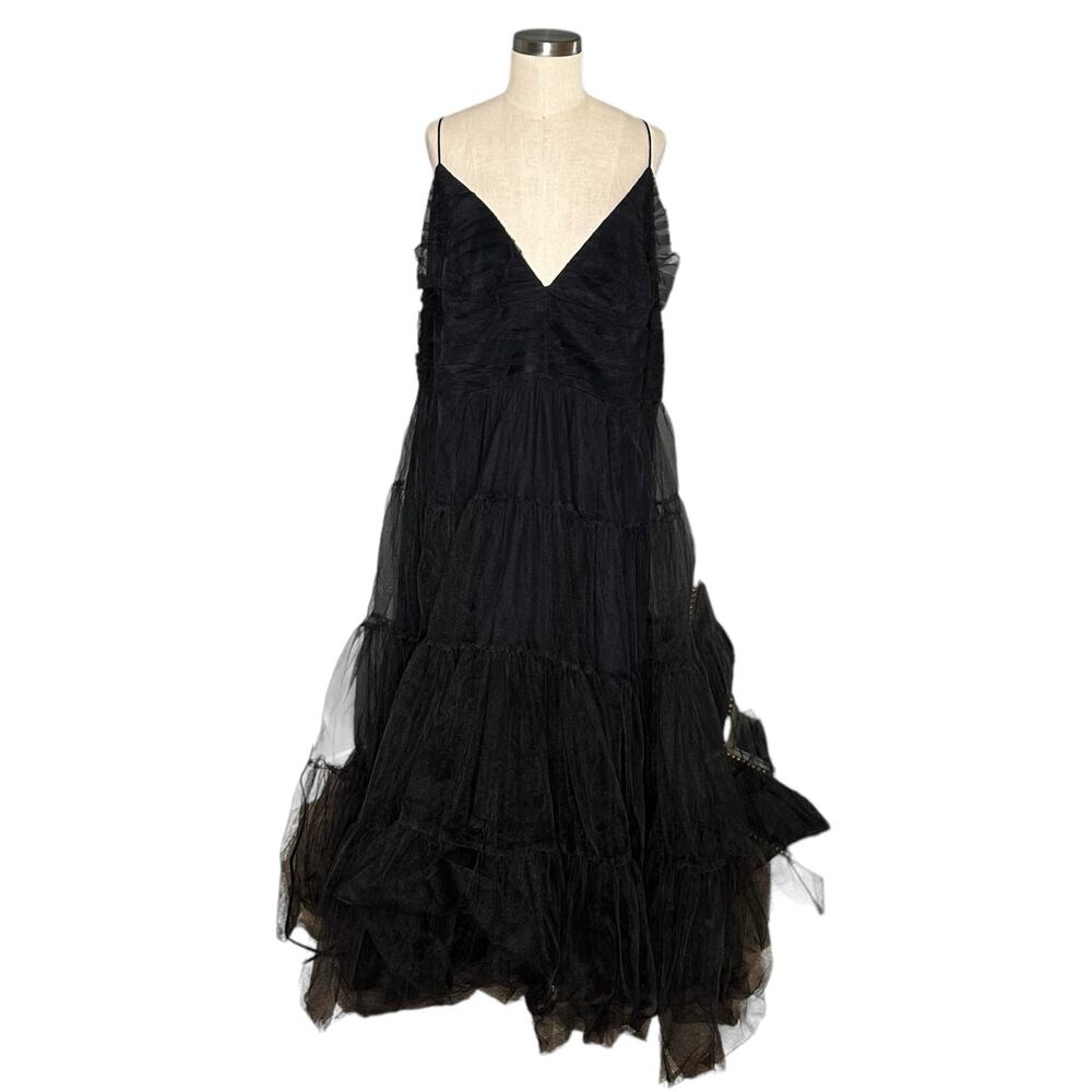 J CREW COLLECTION Black Tulle Maxi Gown Plus Size Women's‎ 24 NWT Glam Goth